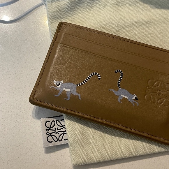 LOEWE x Suna Fujita Lemur Brown Calfskin Leather Card Holder wallet w/ Box - Picture 9 of 16